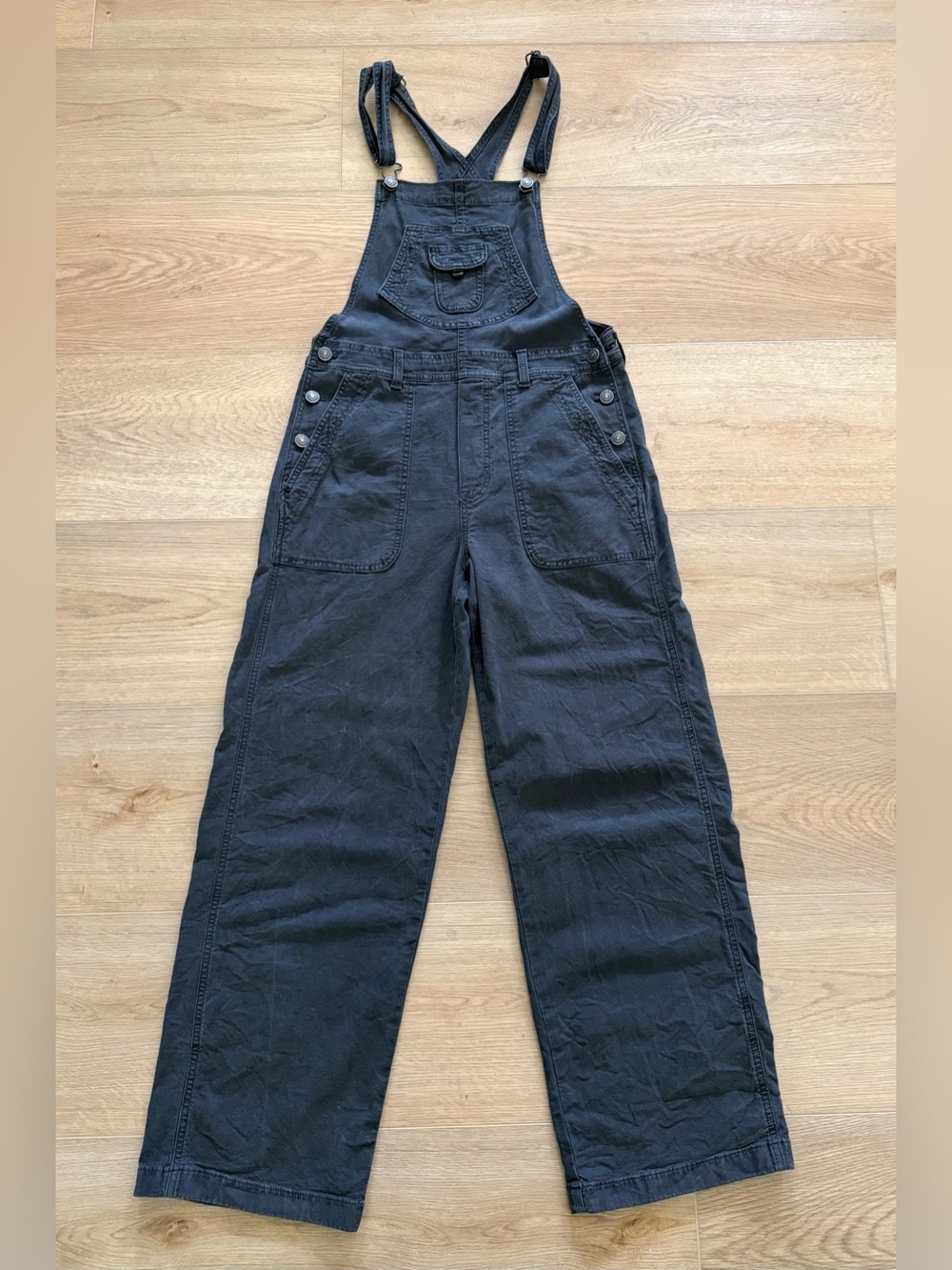 American Eagle Straight Leg Utility Overalls Womens Small Black